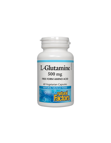 For the intestinal barrier and muscle function - L-glutamine, 500 mg, 60 capsules Natural Factors - Nutra Best Europe