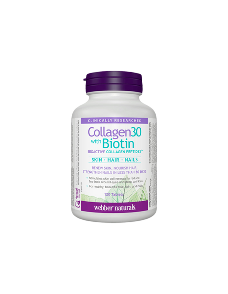 Collagen30® with Biotin / Collagen (bioactive collagen peptides) with biotin, 120 tablets Webber Naturals - Nutra Best Europe