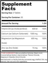 Calcium Magnesium Zinc + D3 - 90 Tablets - Nutra Best Europe