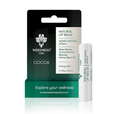 НАТУРАЛЕН БАЛСАМ ЗА УСТНИ С ОВЛАЖНЯВАЩ ЕФЕКТ 4% CBD (КАКАО) - Nutra Best Europe