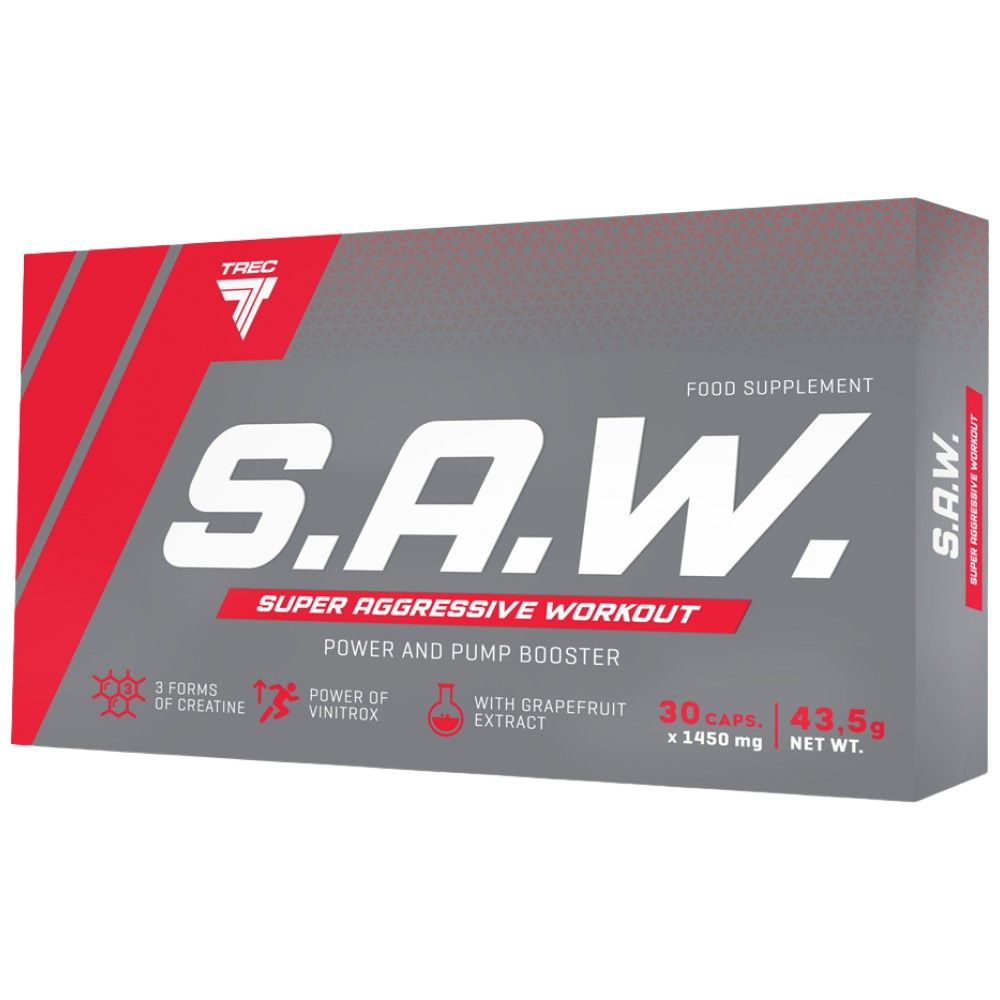SAW Caps | Super Aggressive Pre-Workout - 30 capsules - Nutra Best Europe