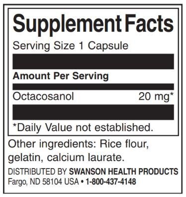 Octacosanol 20 mg | Maximum Strength - 30 capsules - Nutra Best Europe