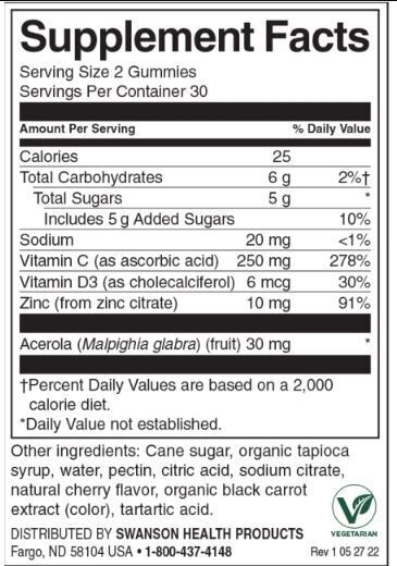 Immune Boost Gummies with Acerola, Zinc and Vitamin C & D | Cherry - 60 Chewable Tablets - Nutra Best Europe
