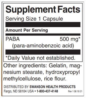 PABA 500 mg - 120 capsules - Nutra Best Europe