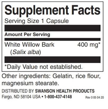 Full Spectrum White Willow Bark 400 mg / 90 Caps - 0 - Nutra Best Europe