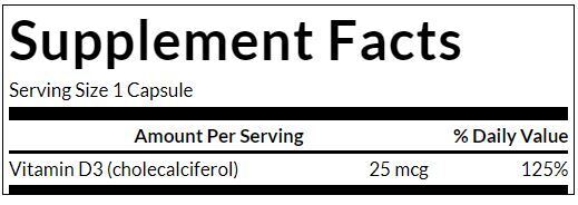High Potency Vitamin D3 1000 IU - 60 capsules - Nutra Best Europe