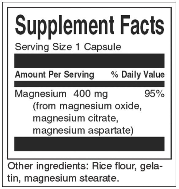 Triple Magnesium Complex 400 mg - 30 capsules - Nutra Best Europe