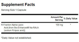 R-Fraction Alpha Lipoic Acid - Double Strength 100 mg - 60 capsules - Nutra Best Europe