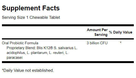 Oral Probiotic Formula - Natural Strawberry - 30 Chewable Tablets - Nutra Best Europe