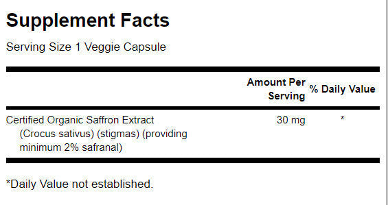 Saffron Extract 2% Safranal 30 mg - 60 capsules - Nutra Best Europe