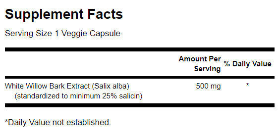 Maximum Strength White Willow Bark - 60 capsules - Nutra Best Europe