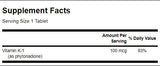 Vitamin K-1 100 mcg - 100 Tablets - Nutra Best Europe