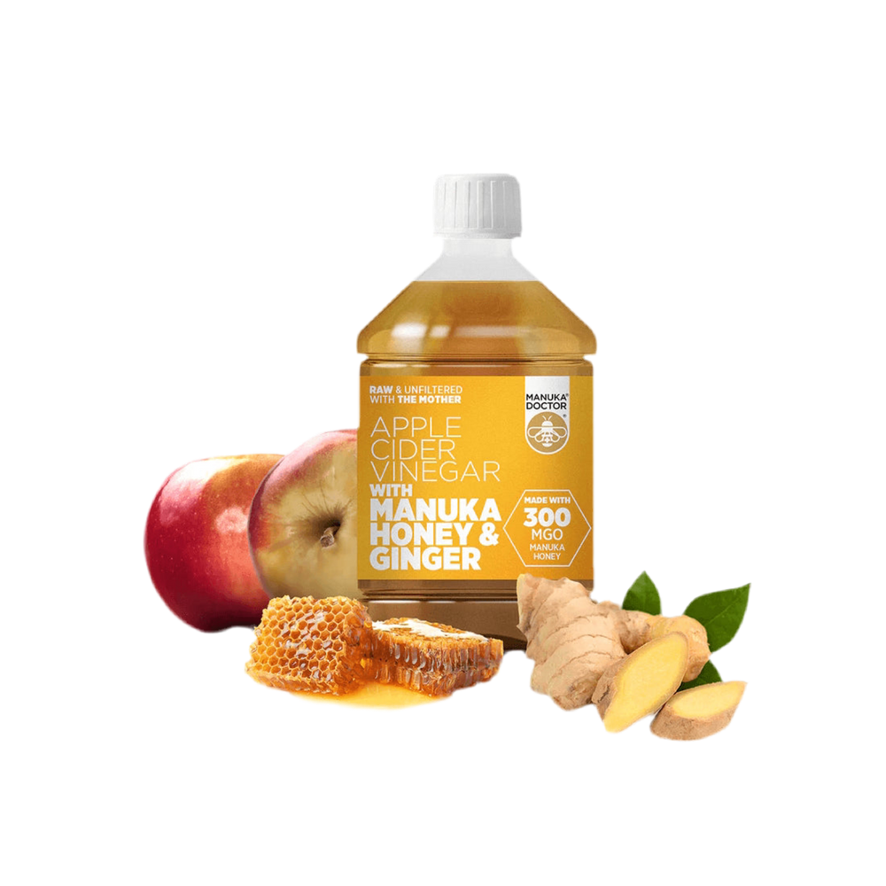 Apple cider vinegar + honey from manuka and ginger - Apple Cider Vinegar with Manuka Honey & Ginger (300 MGO), 500 ml - Nutra Best Europe