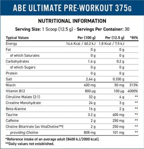 ABE - Minden fekete | Ultimate Pre-Workout - 375 gramm