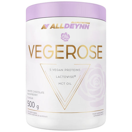 AllDeynn | VegeRose - 5 Vegan Proteins with MCT & Probiotics - 500 grams - Nutra Best Europe