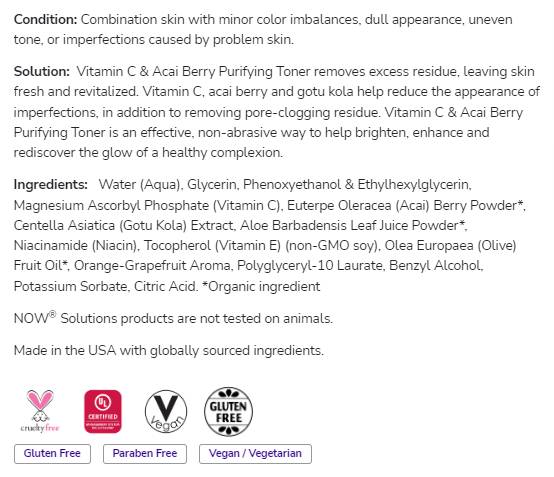 Vitamin C & Acai Berry Purifying Toner | Paraben Free - 237 ml - Nutra Best Europe