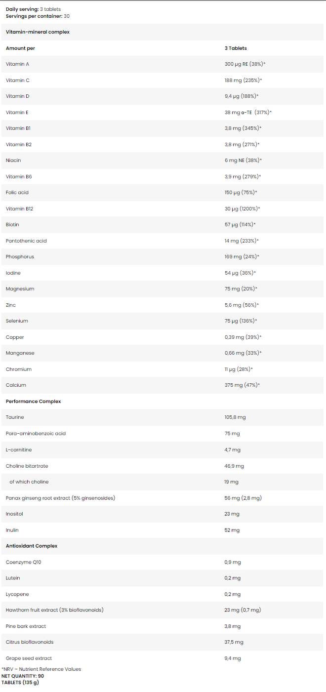Vita Active Complex - 90 Tablets - Nutra Best Europe