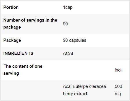 Acai Berry 500 mg - 90 kapszula