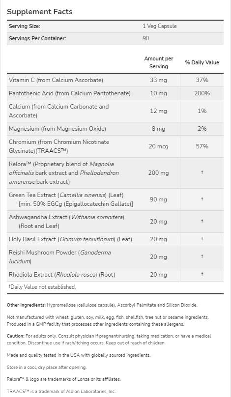 Mellékvese stressz támogatás | Super Cortisol támogatás [90 kapszula, 90 adag]