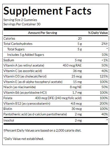 Felnőtt multivitamin gumicukor | Őszibarack, Narancs & Eper - 60 rágótabletta