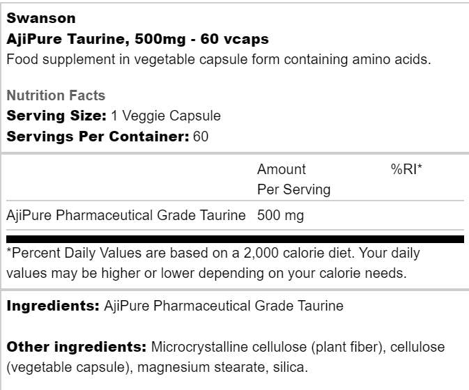 AjiPure Taurine 500 mg 60 kapszula