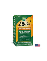 <tc>Alive</tc>!® Max6 Max Potency Multivitamin (Vasmentes) <tc>Alive</tc>!/Maximális erősségű multivitaminok (hozzáadott vas nélkül), 90 kapszula Nature's Way