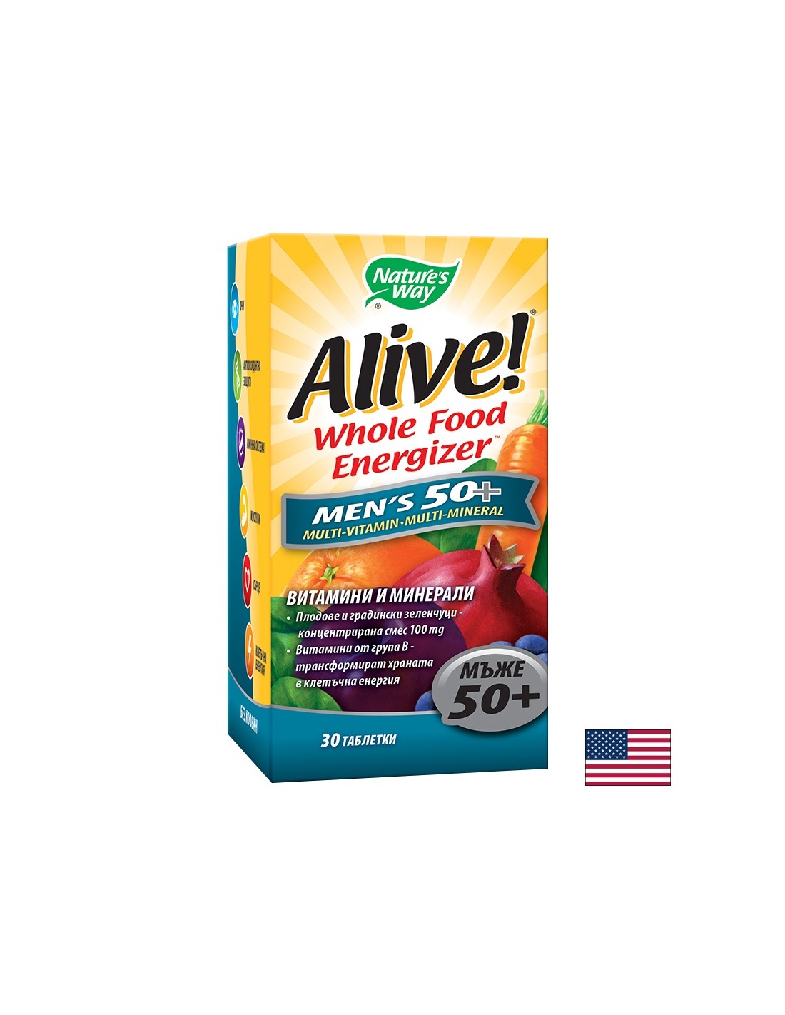 <tc>Alive</tc> Férfi 50+ Multivitaminok 50+ férfiaknak, 30 tabletta Nature's Way