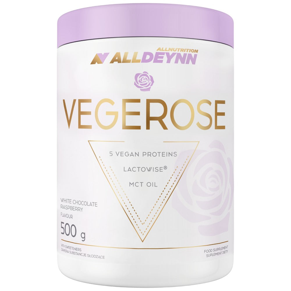 AllDeynn | VegeRose - 5 vegán fehérje MCT-vel & Probiotikumok - 500 gramm