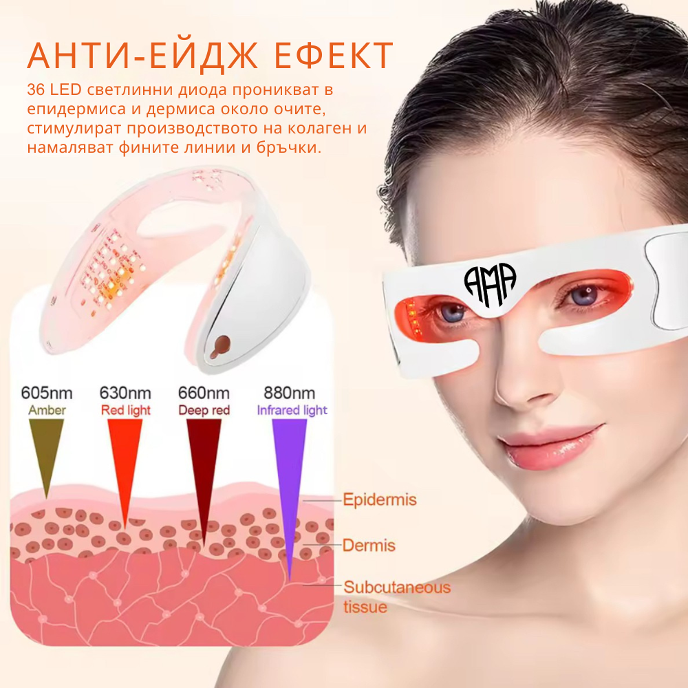 Eye Mask with 880nm Red LED Therapy – Recovery, Lifting and Collagen Activation - Nutra Best Europe