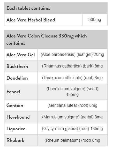 Aloe Vera Colon Cleanse 330 mg - 120 tabletta