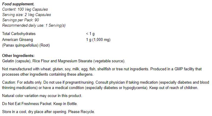 Amerikai ginzeng 500 mg - 100 kapszula