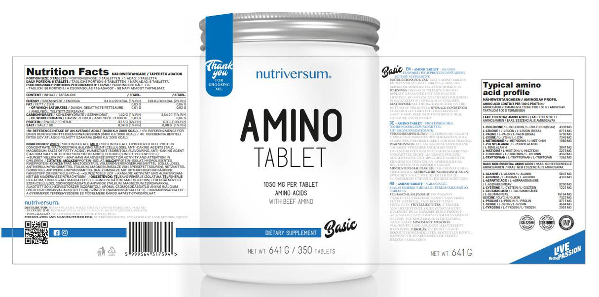 Amino tabletta | tejsavóból & Marhahúsfehérje - 350 tabletta