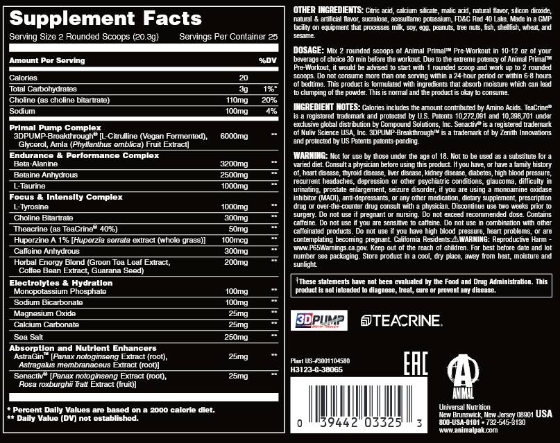 Animal Primal Preworkout | Átfogó edzés előtti formula - 507 gramm