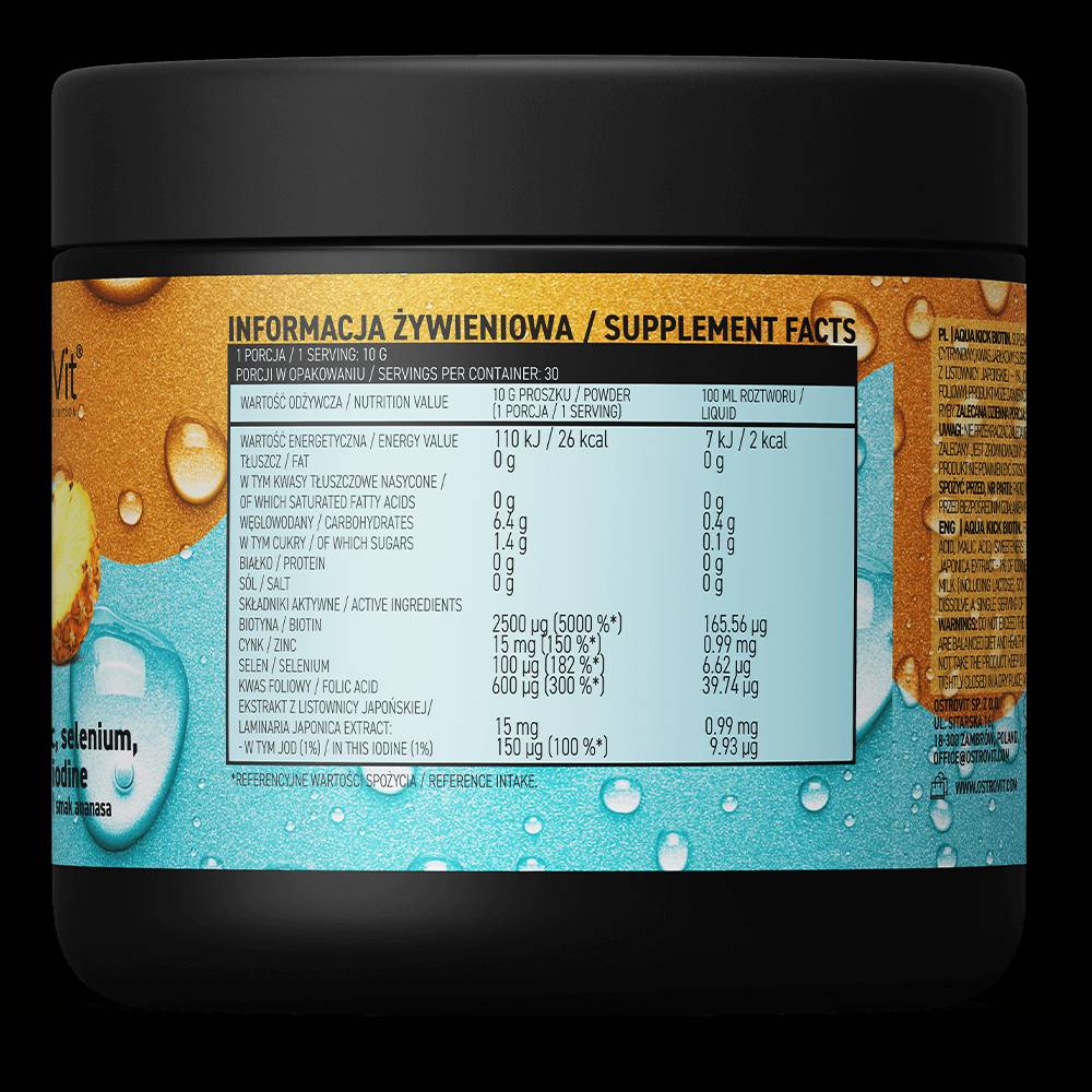 Aqua Kick/Advanced Hydration biotinnal, cinkkel, szelénnel - 300 gramm