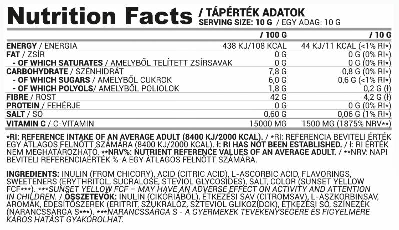 Aqua+ | Frissítő italpor C-vitaminnal és inulinnal - 10 gramm