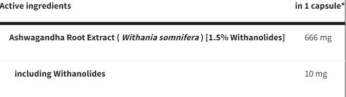 Ashwagandha 666 mg | 1,5% Withanolides - 60 kapszula