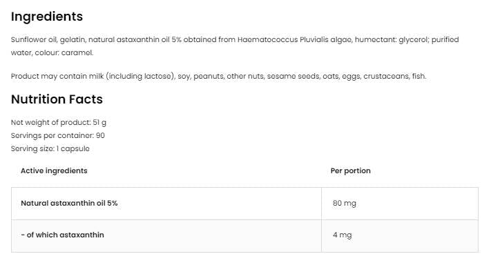 Astaxanthin Forte 4 mg 90 gél kapszula