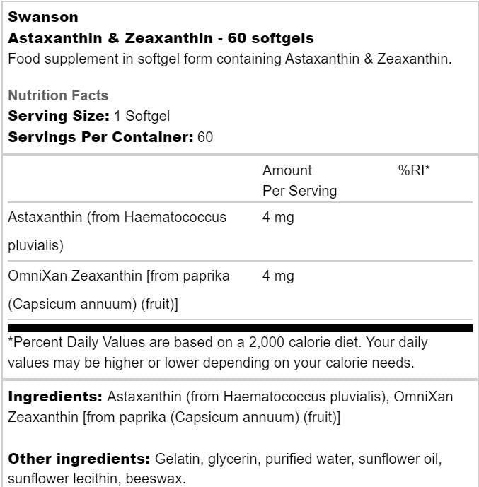 Astaxanthin és Zeaxanthin 60 gél kapszula