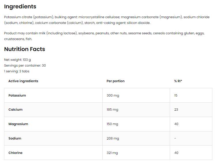 Electrolyte Tabs | Electrolytes Formula 90 Tablets - Nutra Best Europe