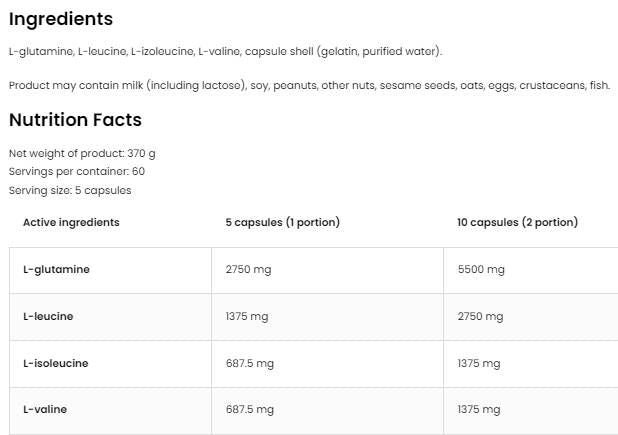 BCAA + Glutamin 5500 mg - 150 kapszula