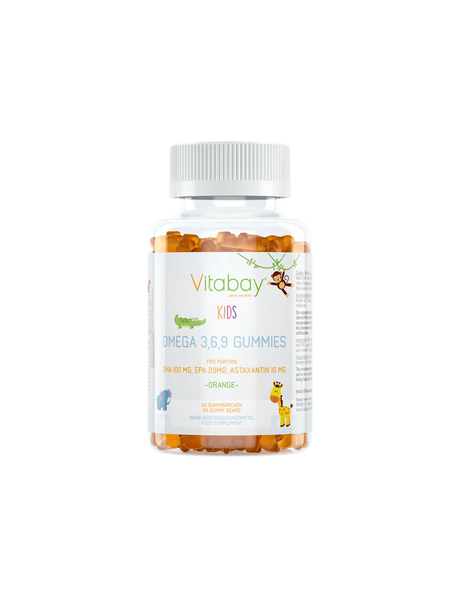 Omega 3-6-9 Gummies Kids / Omega 3-6-9 for children, 60 jelly tablets with orange flavor - Nutra Best Europe