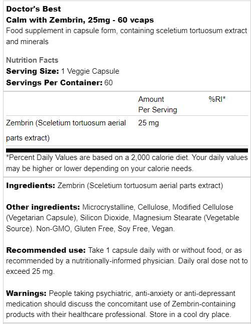 BEST Calm with Zembrin 25 mg - 60 kapszula
