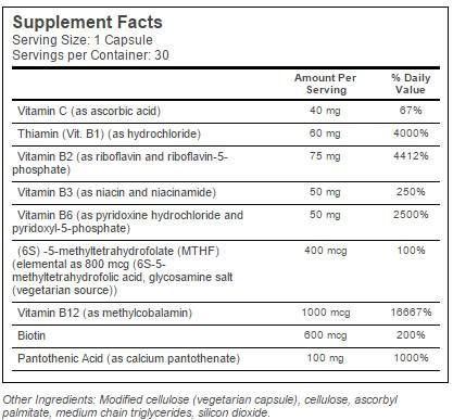 LEGJOBB Teljesen aktív B Complex | Quatrefolic®-al - 30 kapszula
