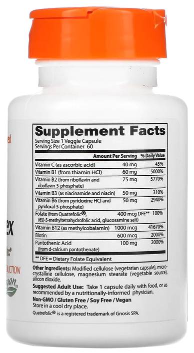LEGJOBB Teljesen aktív B Complex | Quatrefolic®-al - 60 kapszula