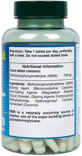 MSM / Methylsulphonylmethane 750 mg - 120 Tablets - Nutra Best Europe