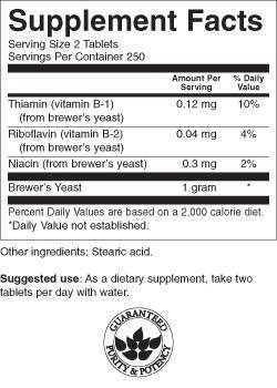 Brewer's Yeast 500 mg 500 Tablets - Nutra Best Europe