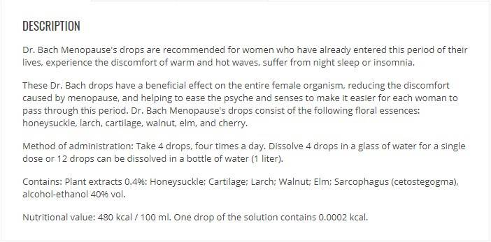 Bach cseppek MENOPAUZA - 50 ml