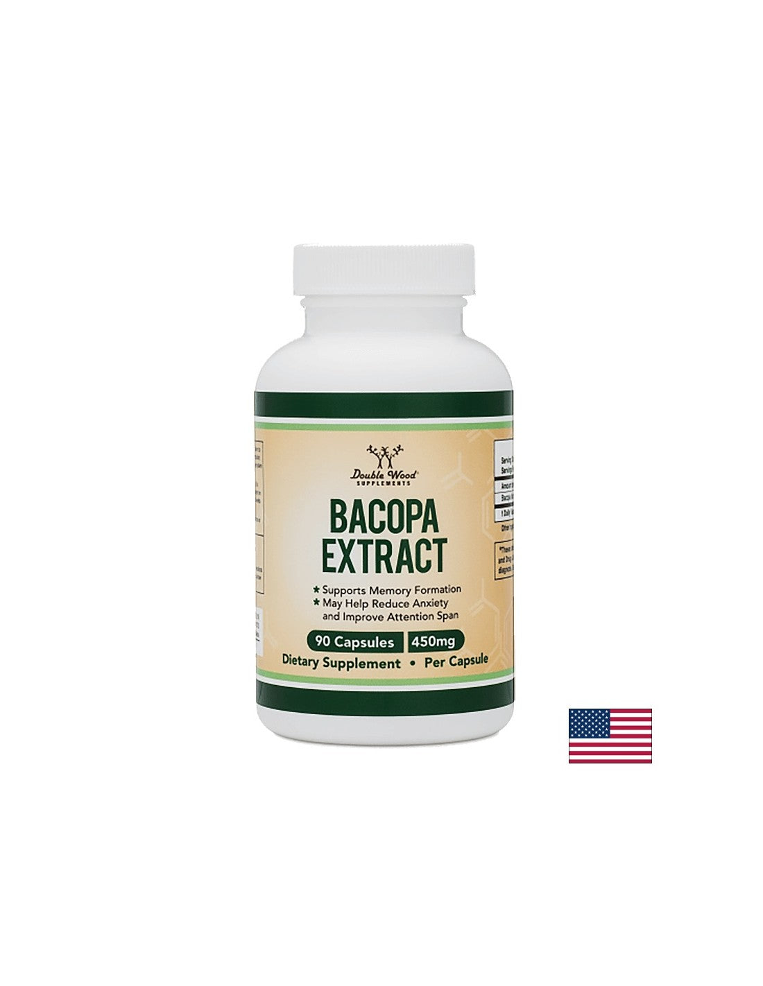 Bacopa kivonat/ Bacopa monieri, 450 mg, 90 <tc>Double Wood</tc> kapszulák