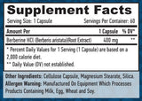 Berberin HCL 400 mg./60 Vcaps