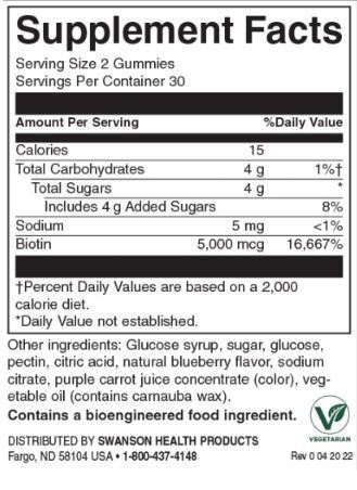 Biotin Gummies 5000 mcg | Áfonya - 60 rágótabletta